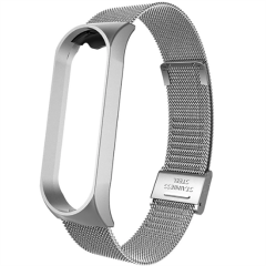 ZORE XİAOMİ Mi Band 3 Band 4 Gümüş KRD-21 Metal Kordon