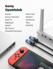 UGREEN 80433 NW153 CAT8 2000MHz Stabil Bant 25GB/s Yüksek Ağ Hızı Ethernet Kablosu Örgülü 5metre