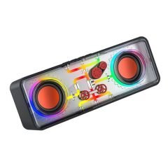 RECCİ RSK-W38 Space Station Serisi RGB Led Işıklı Bluetooth Hoparlör FM Radio Özellikli Beyaz