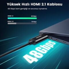 UGREEN 80406 HD141 8K 60Hz 4K 120Hz 2K 165Hz HDMI 2.1 Fiber Optik Görüntü Aktarma Kablosu 10metre