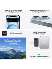 APPLE iPhone 15 256GB Mavi Cep Telefonu MTP93TU/A