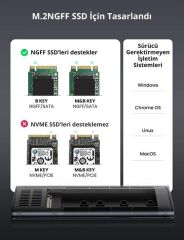 UGREEN 10903 CM400 M.2 Sata NGFF SSD UASP Desteği ile 5Gb/s Süper Hız USB 3.1 5Gbps Type-C Gen1 B-Key M+B Key Disk Kutusu