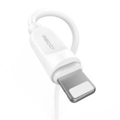 RECCİ RCL-P100 Shell City of Sky Serisi 2.4A Lightning USB Şarj Kablosu Beyaz 1metre