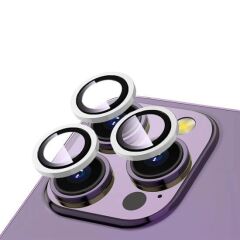 ZORE APPLE iPhone 14 Pro 14 Pro Max Gümüş CL-12 Premium Safir Parmak İzi Bırakmayan Anti-Reflective Kamera Lens Koruyucu