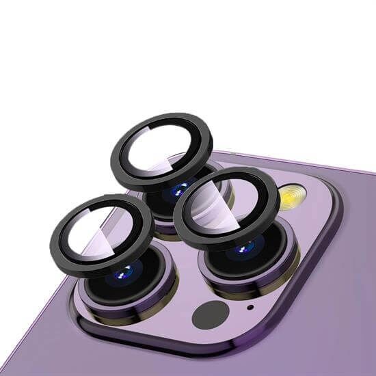 ZORE APPLE iPhone 15 Pro 15 Pro Max Siyah Cl-12 Premium Safir Parmak İzi Bırakmayan Anti-Reflective Kamera Lens Koruyucu