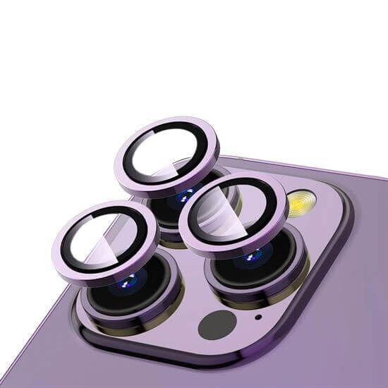 ZORE APPLE iPhone 14 Pro 14 Pro Max Deep Mor CL-12 Premium Safir Parmak İzi Bırakmayan Anti-Reflective Kamera Lens Koruyucu