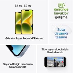 APPLE iPhone 14 128GB Beyaz Yıldız Işığı Cep Telefonu MPUR3TU/A (Apple TÜRKİYE Garantili)