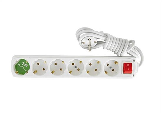 ALMERA 6lı Grup Priz Anahtarlı Topraklı Beyaz 2metre