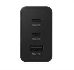 SAMSUNG 65W PD 25W PD 15W USB Üçlü Kablosuz Hızlı Şarj Adaptörü Siyah EP-T6530NBEGWW