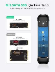 UGREEN 70533 CM298 2-in-1 USB A & USB C 3.1 Gen2 to M.2 SATA SSD KEY B / B + M Harici Disk Kutusu