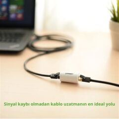 UGREEN 30837 RJ45 Ethernet Kablo Birleştirme Aparatı Yuvarlak 10GB/s'e Kadar Veri Aktarım Hızı Siyah