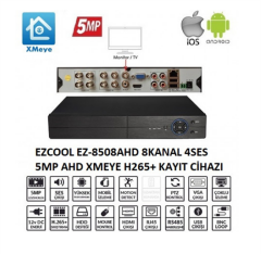 EZCOOL EZ-8508AHD 5mp Çözünürlük 4 Ses 8 Kanal AHD DVR/XVR Kayıt Cihazı (1 Hdd Destekli)