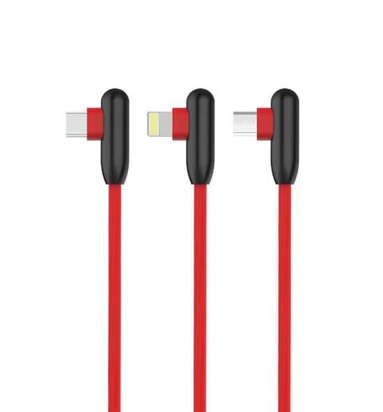 XİPİN LX19 Micro 5A USB Şarj Kablosu Beyaz Kırmızı 1.2metre