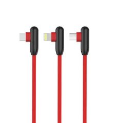 XİPİN LX19 Micro 5A USB Şarj Kablosu Beyaz Kırmızı 1.2metre