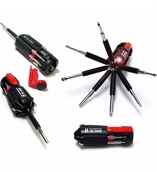 Multi-Screwdriver Torch ET-802 8 in 1 Led Işıklı Pratik Tornavida Seti