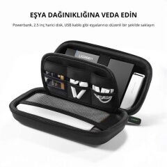 UGREEN 50274 LP128 2.5'' Harici Harddisk ve Powerbank Çantası (Üç Katmanlı, Darbe ve Suya Dayanıklı)