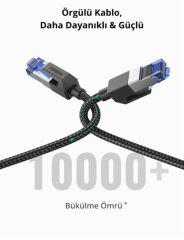 UGREEN 80430 NW153 CAT8 2000MHz Stabil Bant 25GB/s Yüksek Ağ Hızı Örgülü Ethernet Kablosu 1.5metre