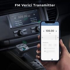 UGREEN 80910 Bluetooth 5.0 PD QC 3.0 Micro SD TF Kart Okuyuculu Araç Şarj Cihazı FM Verici Transmitter